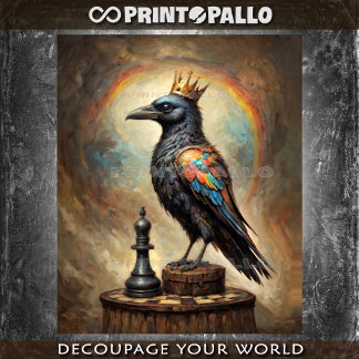 A Rainbow Raven King of Chess - Tissue Paper Tissuepapier