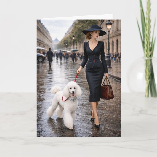 A Rainy Day In Paris, Poodle Blank Card Kaart (Voorkant)