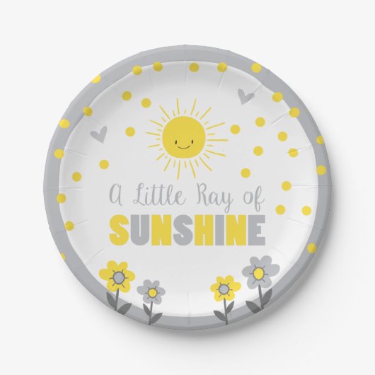 A Ray of Sunshine Baby shower Papieren Borden Zome Papieren Bordje (Voorkant)