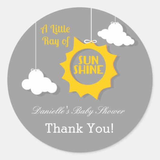 A Ray of Sunshine Baby shower Sticker (Voorkant)