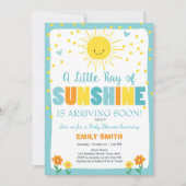 A Ray of Sunshine Baby shower uitnodiging Blue Boy (Voorkant)