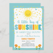 A Ray of Sunshine Baby shower uitnodiging Blue Boy (Voorkant / Achterkant)