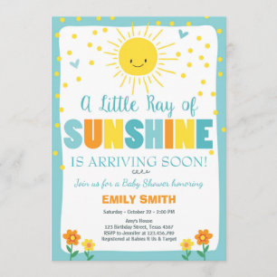 A Ray of Sunshine Baby shower uitnodiging Blue Boy