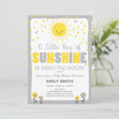 A Ray of Sunshine Baby shower uitnodiging Neutraal (Staand voorkant)