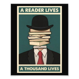 A Reader Lives a Thousand Lives Bibliophile Wisdom Foto Afdruk
