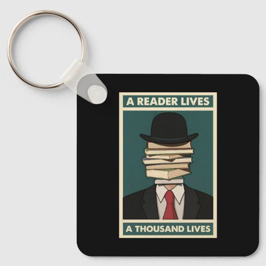A Reader Lives a Thousand Lives Bibliophile Wisdom Sleutelhanger (Voorkant)