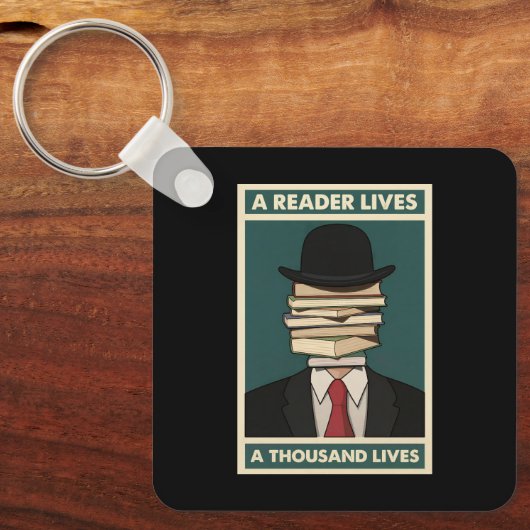 A Reader Lives a Thousand Lives Bibliophile Wisdom Sleutelhanger (Voorkant)