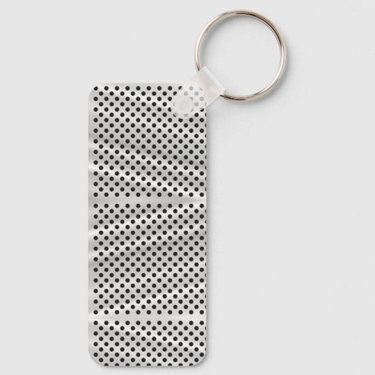 A rectangular keychain with a metal ring (Achterkant)