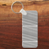A rectangular keychain with a metal ring (Voorkant)