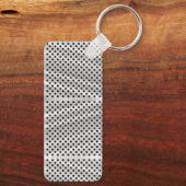 A rectangular keychain with a metal ring (Achterkant)