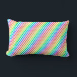 A rectangular pillow featuring a vibrant kussen<br><div class="desc">A rectangular pillow featuring a vibrant, rainbow polka dot pattern in diagonal rows. The background is white, creating a lively and cheerful design.</div>