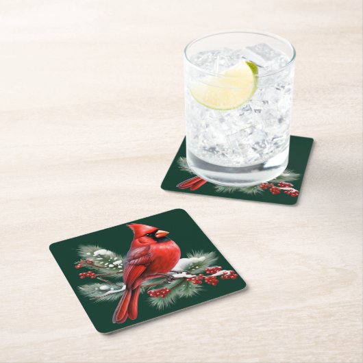 A Red Cardinal Kartonnen Onderzetters (Insitu)