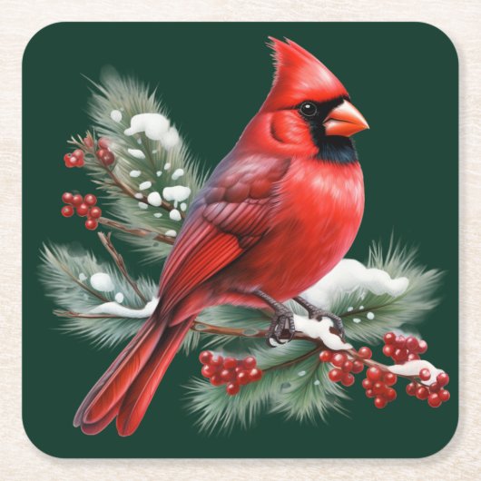 A Red Cardinal Kartonnen Onderzetters (Voorkant)