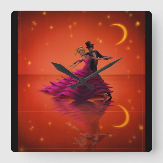 A Red Waltz Vierkante Klok (Voorkant)