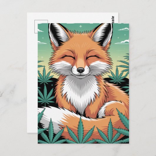 A Relaxed Red Fox in a Weed Field Briefkaart (Voorkant / Achterkant)