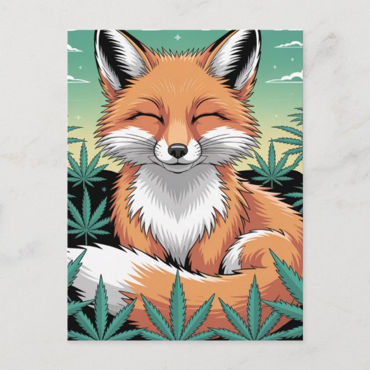 A Relaxed Red Fox in a Weed Field Briefkaart (Voorkant)
