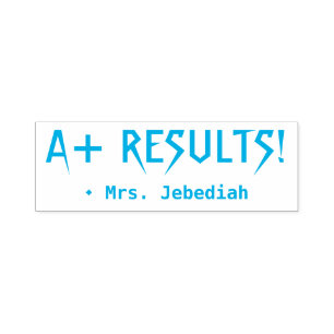 "A+ RESULTATEN!" + Rubberstempel onderwijsnaam Zelfinktende Stempel