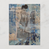 A Retro Woodworking Man mixed media collage  Briefkaart (Voorkant)