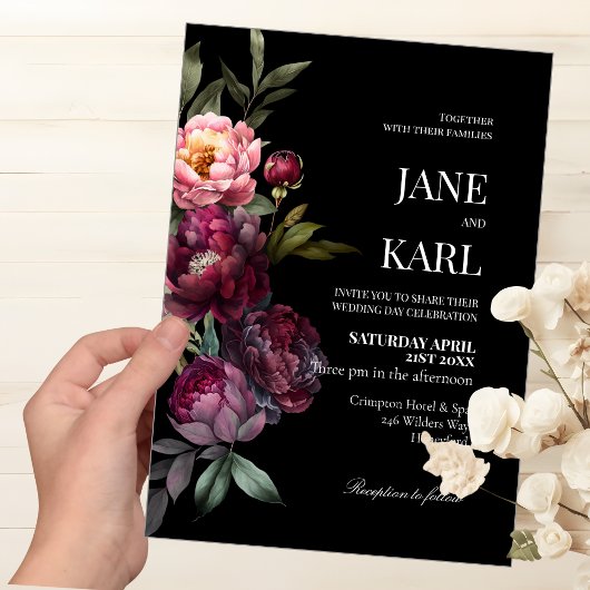 A Rich Bouquet Wedding Invitation Kaart