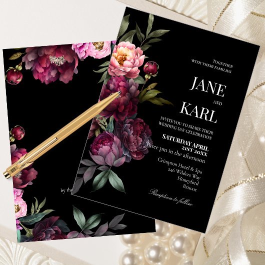 A Rich Bouquet Wedding Invitation Kaart