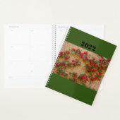 a roses climb on a brick wall on planner (Display)