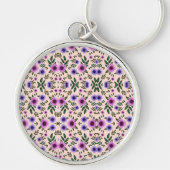 A round keychain features a detailed floral  (Voorkant)