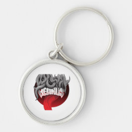 A round keychain with a design