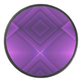 A round purple hockey puck with a geometric (Voorkant)