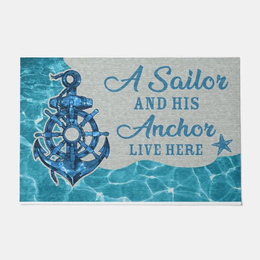A Sailor And His Anchor Live Here Deurmat (Voorkant)