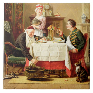 A Satisfying Meal, 1883 (olie op canvas) Tegeltje