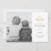 A Savior Is Born Vakantie Fotokaart - Gouden Feestdagenkaart (Voorkant)