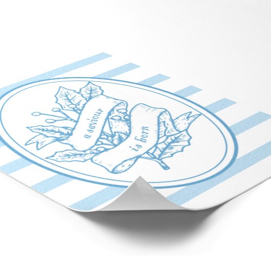 A Saviour Is Born Blue Holly Christmas Poster (Hoek)