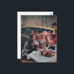 A Scenic Dinner at the Bridge Briefkaart<br><div class="desc">A collage made and photographed by Angelandspot in the year 2026 with vintage images from a magazine of a family eating dinner and a bridge at night</div>