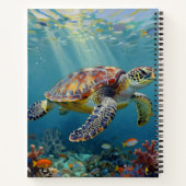 A Sea Turtle and Sun Rays in the Ocean Blue Notitieboek (Achterkant)