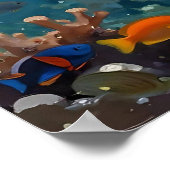 A Sea Turtle and Sun Rays in the Ocean Blue Poster (Hoek)