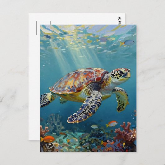 A Sea Turtle Themed Keeping in Touch Briefkaart (Voorkant / Achterkant)