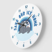 A seal and a penguin "Save Our Icy World" cartoon Grote Klok (Hoek)