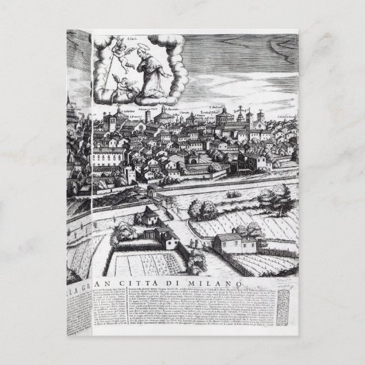 A Section of a Map of Milano, 1640 Briefkaart (Voorkant)