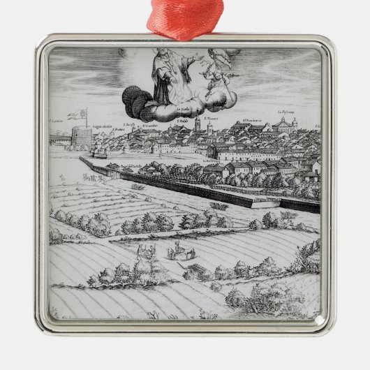 A Section of a Map of Milano, 1640 Metalen Ornament (Voorkant)