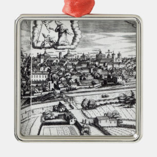 A Section of a Map of Milano, 1640 Metalen Ornament