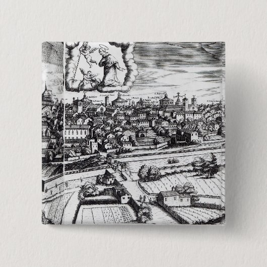 A Section of a Map of Milano, 1640 Vierkante Button 5,1 Cm (Voorkant)