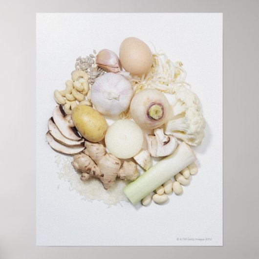 A selection of white fruits & vegetables. poster (Voorkant)