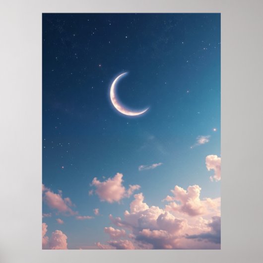 A serene and beautiful crescent moon. Generated by Poster (Voorkant)