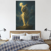 A serene and powerful white tiger painted in premi canvas afdruk (Insitu (Slaapkamer))