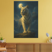 A serene and powerful white tiger painted in premi canvas afdruk (Insitu (Woonkamer))