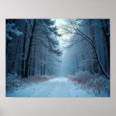 A Serene Path Through a Snow-Covered Forest Poster (Voorkant)