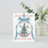 A Serene Winter Scene of Hummingbirds Design Briefkaart (Staand voorkant)