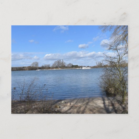 A Ship on the River, Rhein by Oppenheim, Duitsland Briefkaart (Voorkant)