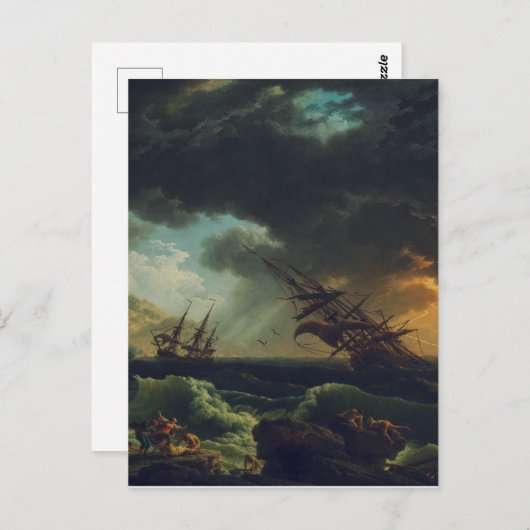 A Shipwreck in Stormy Seas by Claude-Joseph Vernet Briefkaart (Voorkant / Achterkant)