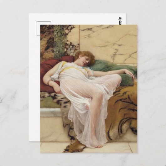 A Siesta John William Godward Art Briefkaart (Voorkant / Achterkant)